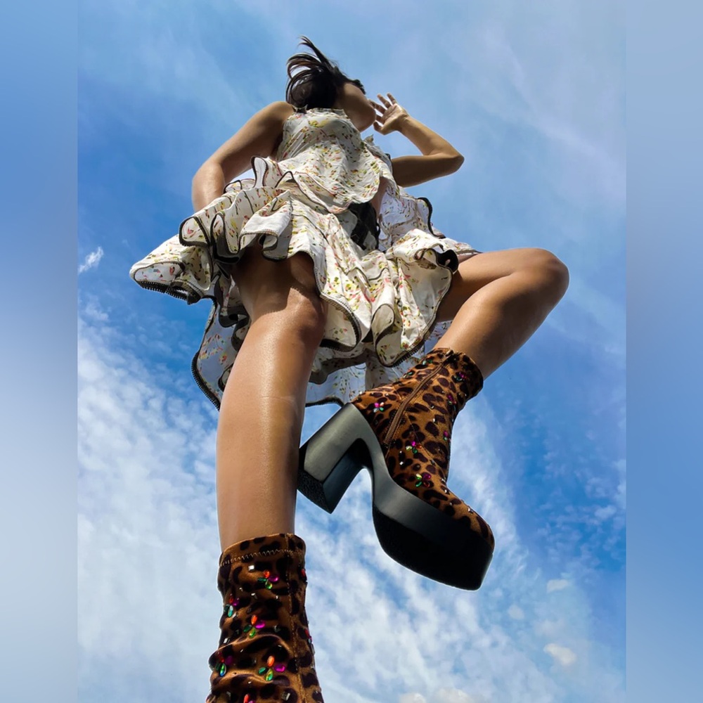Betsey Johnson Leopard Print Ankle Boots with Embellishments - Picture 10 of 10